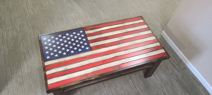 Rustic American Flag Gun Storage Coffee Table