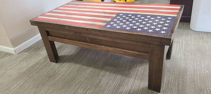Rustic American Flag Gun Storage Coffee Table