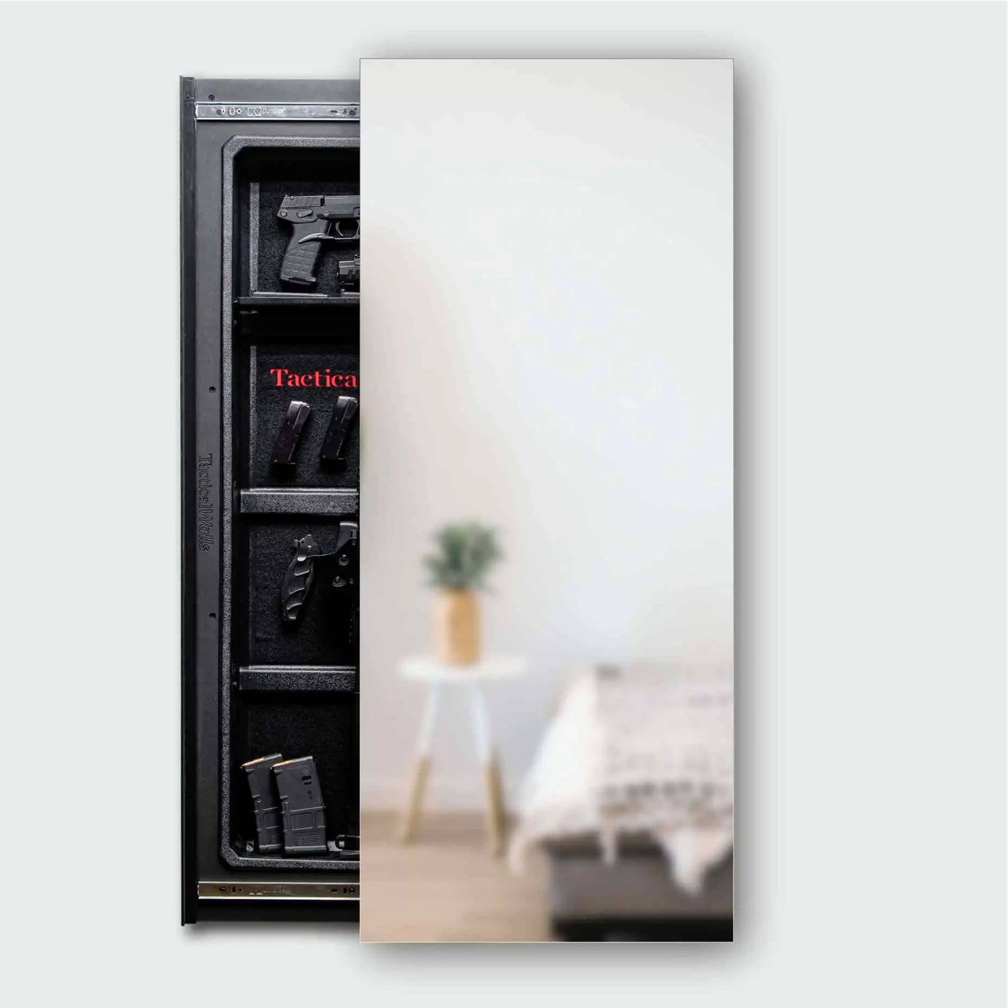 Frameless Concealment Mirror Hidden Gun Storage Safe