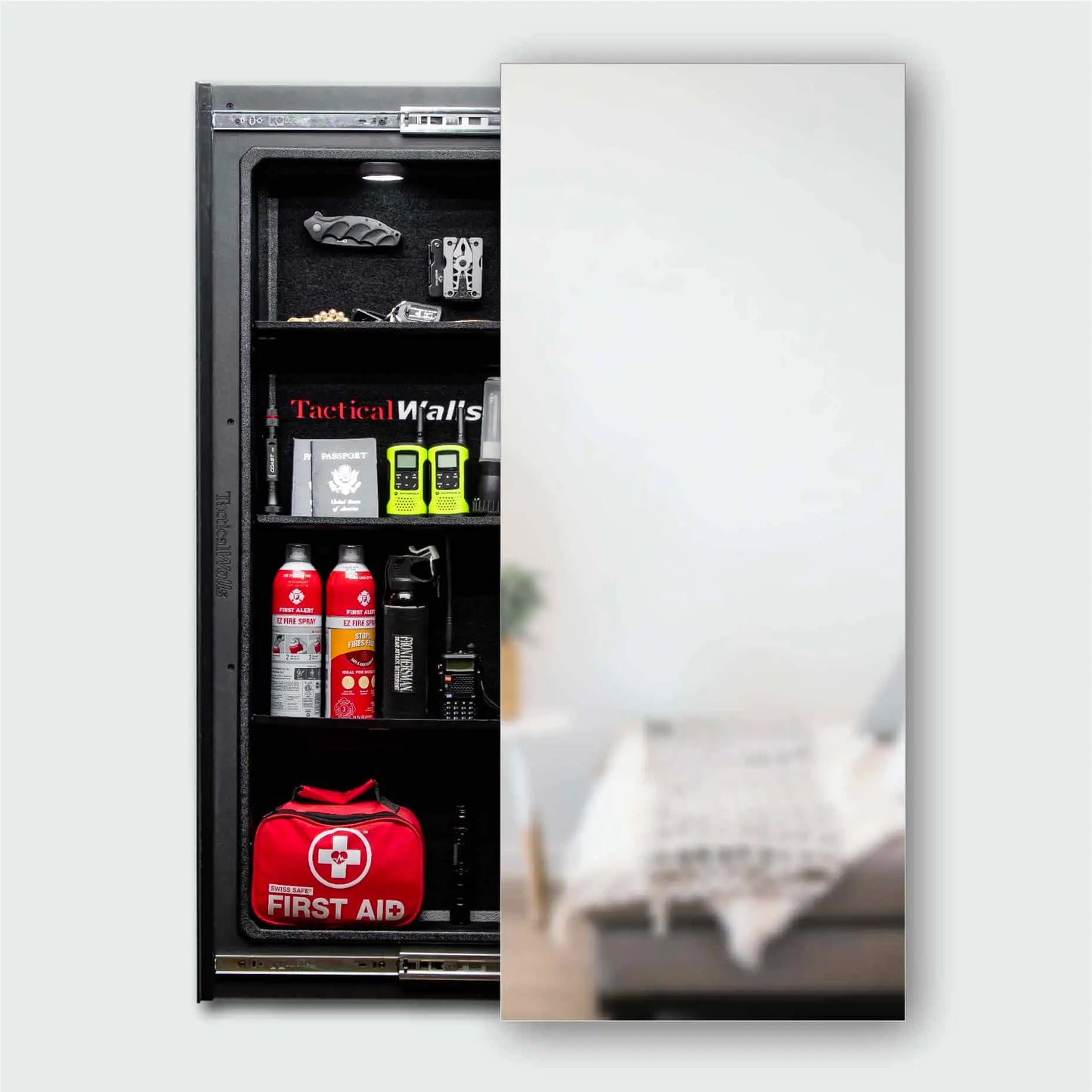 Frameless Concealment Mirror Hidden Gun Storage Safe