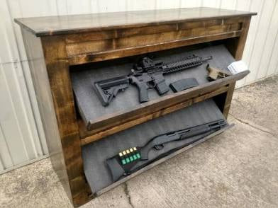 Floor shelve furniture with hidden firearms compartment