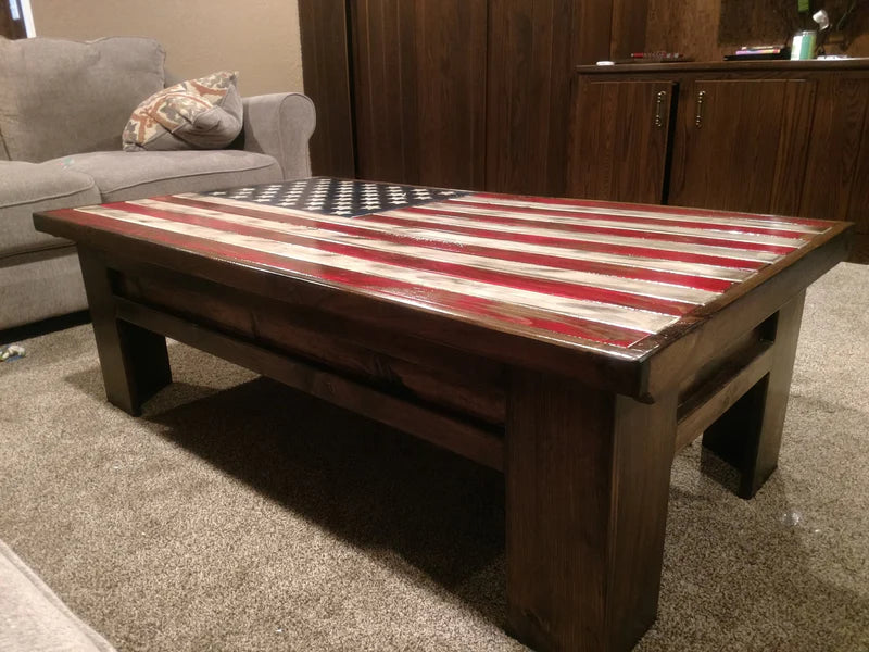 Rustic American Flag Gun Storage Coffee Table