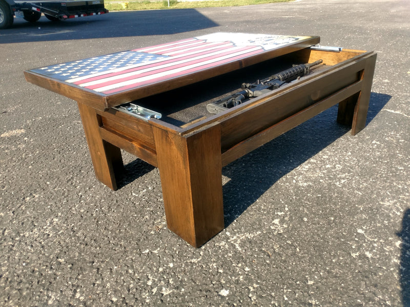 Rustic American Flag Gun Storage Coffee Table