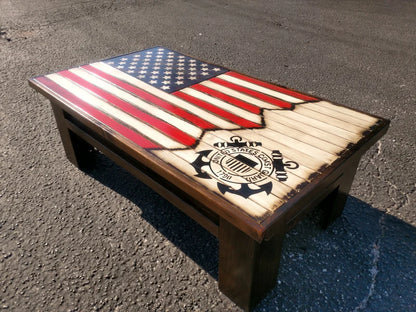 Rustic American Flag Gun Storage Coffee Table