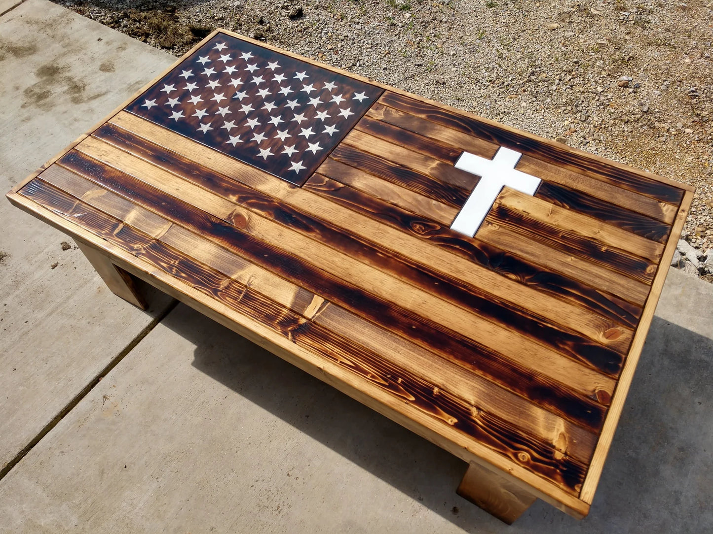 Rustic American Flag Gun Storage Coffee Table