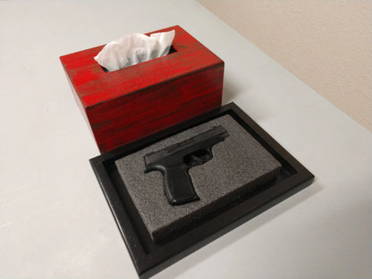 Wooden Hidden Gun Tissue Box