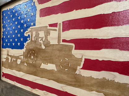 Farmer Patriotic Flag Gun Cabinet Firearm Storage