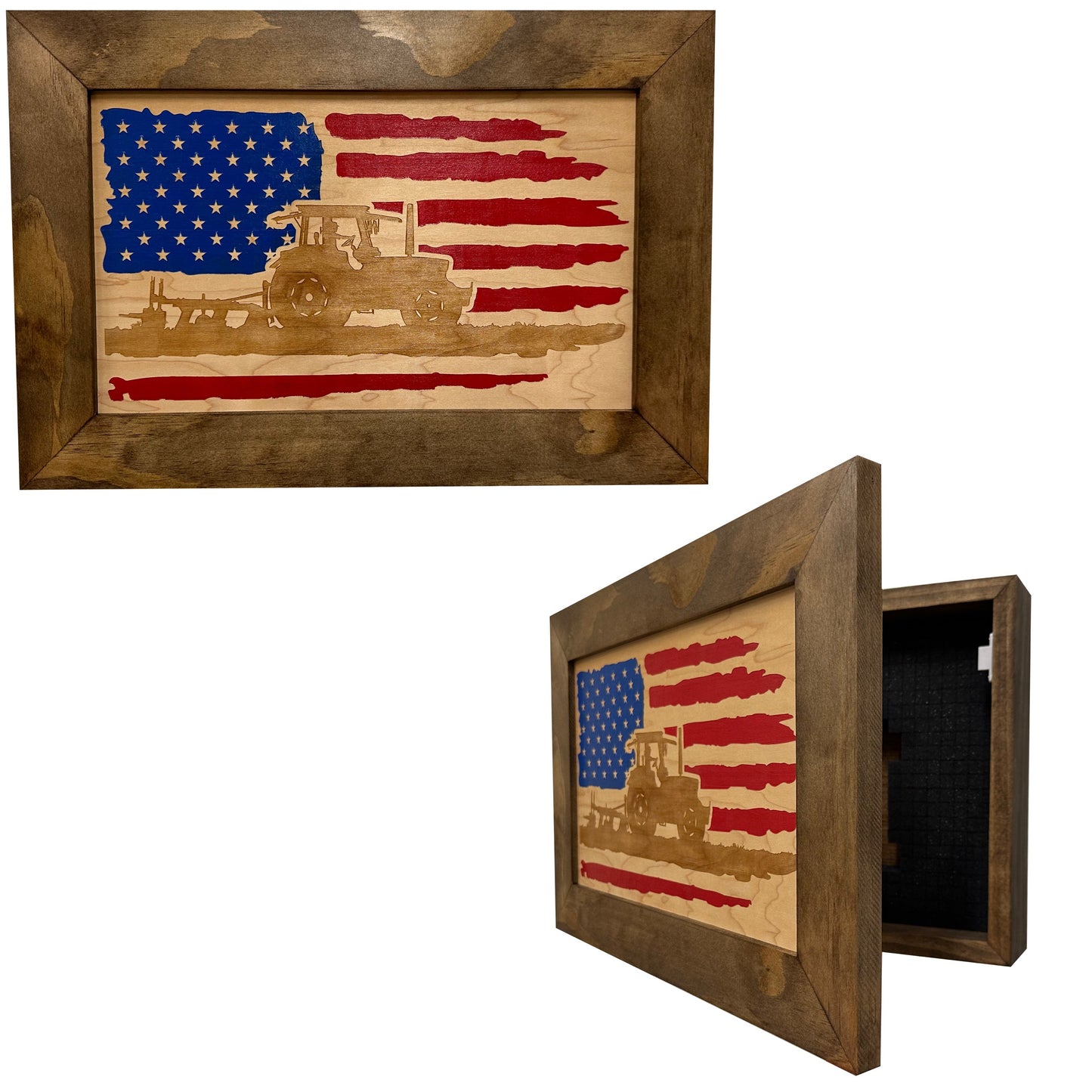 Farmer Patriotic Flag Gun Cabinet Firearm Storage