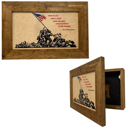 Iwo Jima Flag Gun Cabinet Firearm Storage