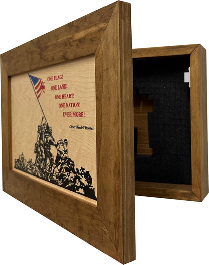 Iwo Jima Flag Gun Cabinet Firearm Storage