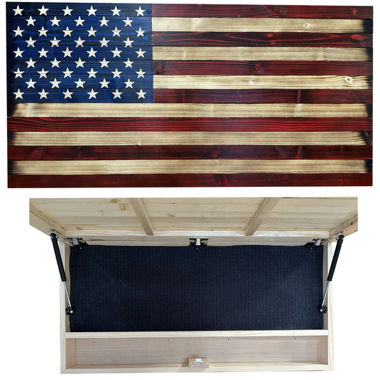 Large American Flag Gun Cabinet Firearm Storage