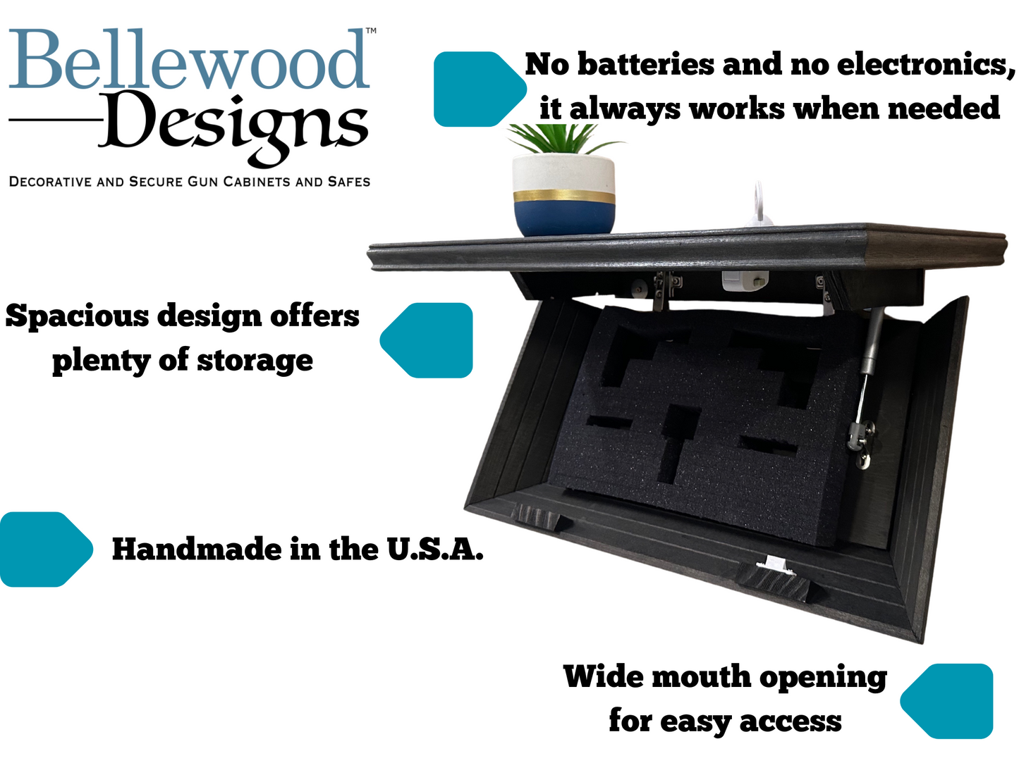 Hidden Compartment Walnut Shelf Firearm Storage