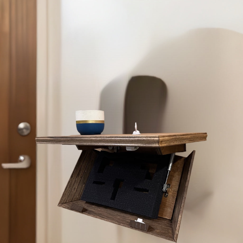 Hidden Compartment Walnut Shelf Firearm Storage